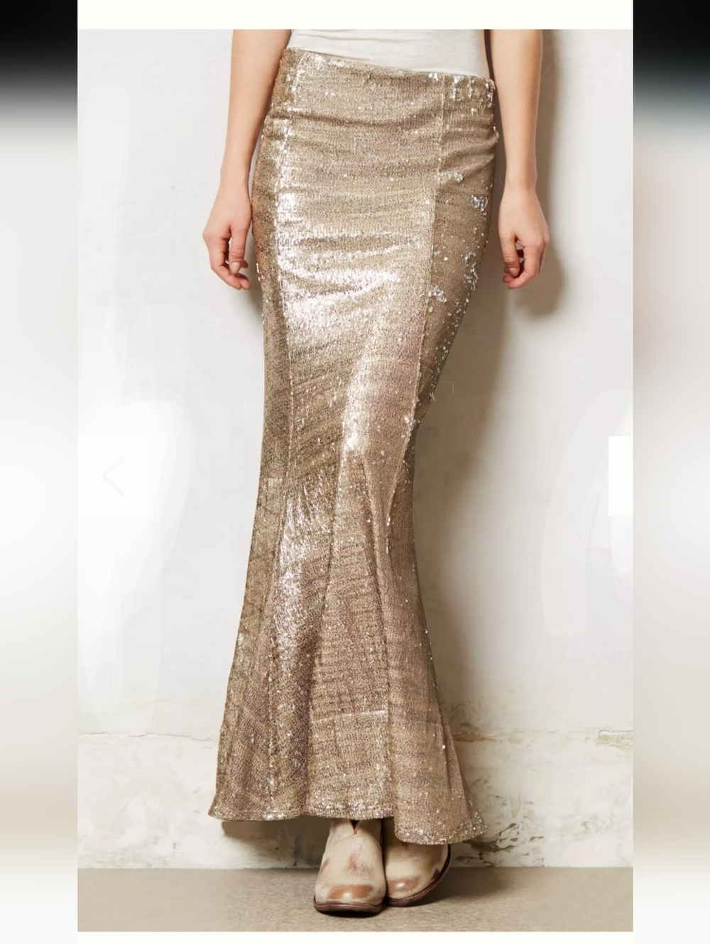 Line & Dot Goldie Silver Sequin Mermaid Tulip Maxi Skirt size Medium - Picture 16 of 16